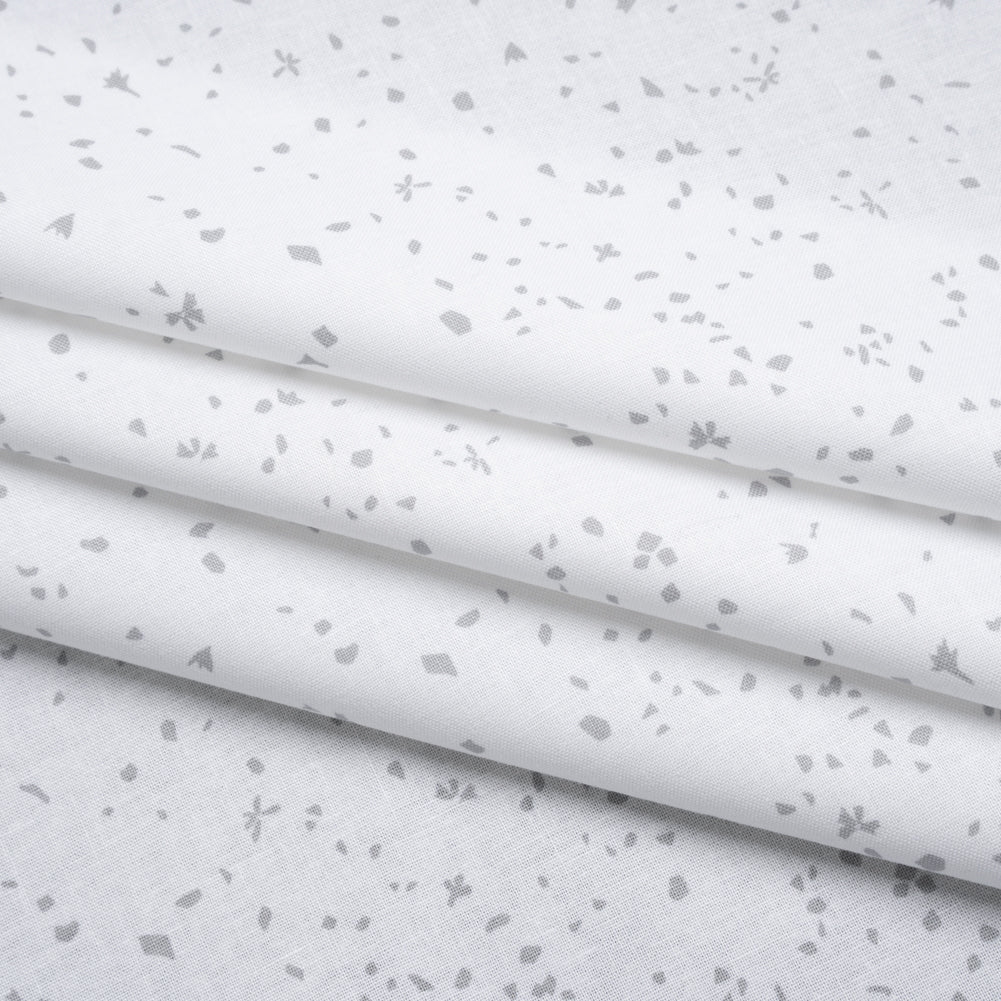 Printed Quilting Cotton by Ghazal Razavi for FIGO Studio - White and Gray Petals - Dovetail Collection