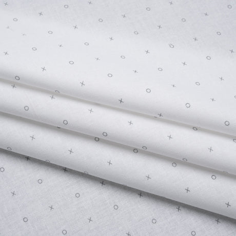Printed Quilting Cotton by Ghazal Razavi for FIGO Studio - White and Gray XO Grid - Dovetail Collection