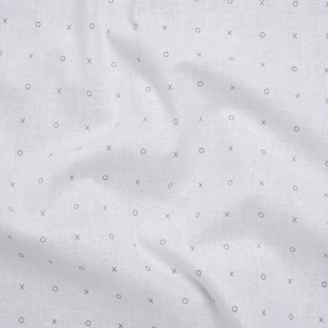 Printed Quilting Cotton by Ghazal Razavi for FIGO Studio - White and Gray XO Grid - Dovetail Collection