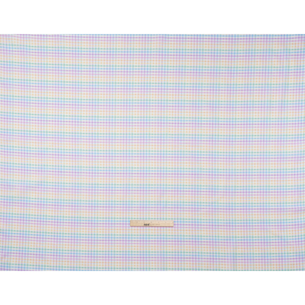 Printed Quilting Cotton by Ghazal Razavi for FIGO Studio - Pastel Rainbow and White Checks - Dovetail Collection