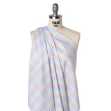 Printed Quilting Cotton by Ghazal Razavi for FIGO Studio - Pastel Rainbow and White Checks - Dovetail Collection