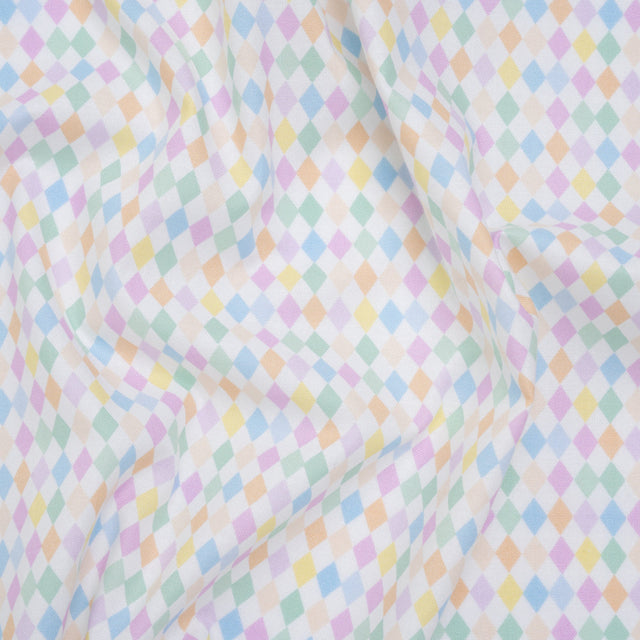 Printed Quilting Cotton by Ghazal Razavi for FIGO Studio - Pastel Rainbow and White Diamonds - Dovetail Collection