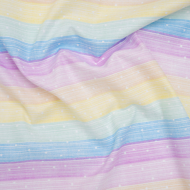Printed Quilting Cotton by Ghazal Razavi for FIGO Studio - Pastel Rainbow and White Icing Stripes and Dots - Dovetail Collection