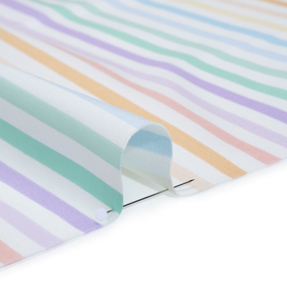 Printed Quilting Cotton by Ghazal Razavi for FIGO Studio - Pastel Rainbow and White Gummy Stripes - Dovetail Collection