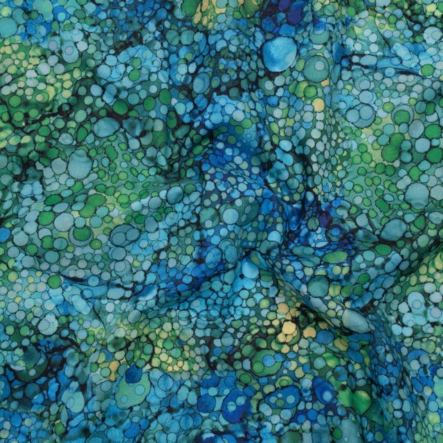 Printed Quilting Cotton by Northcott - Peacock Bubbles - Bliss Collection