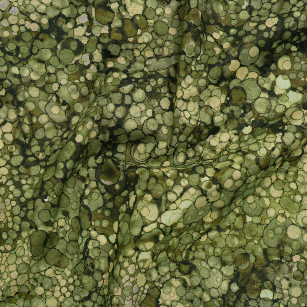 Printed Quilting Cotton by Northcott - Olive Bubbles - Bliss Collection