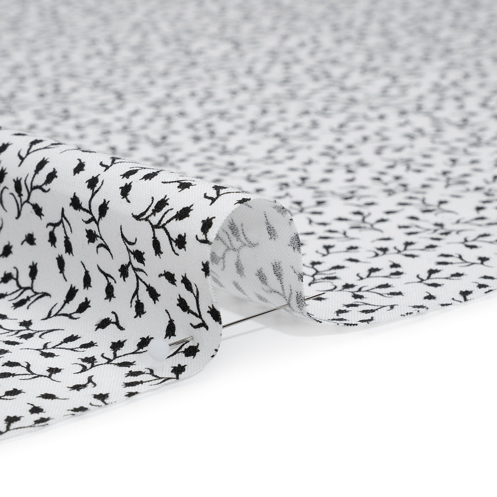 Printed Quilting Cotton by Patrick Lose for Northcott - Black on White Baby's Breath Floral - Basically Black & White Collection