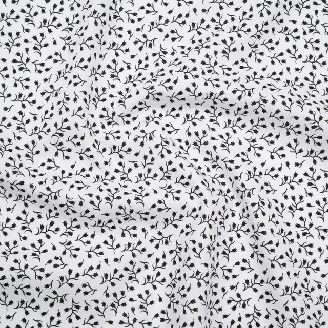 Printed Quilting Cotton by Patrick Lose for Northcott - Black on White Baby's Breath Floral - Basically Black & White Collection