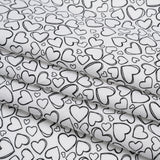Printed Quilting Cotton by Patrick Lose for Northcott - Black on White Doodle Hearts - Basically Black & White Collection