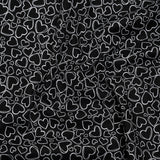 Printed Quilting Cotton by Patrick Lose for Northcott - White on Black Doodle Hearts - Basically Black & White Collection