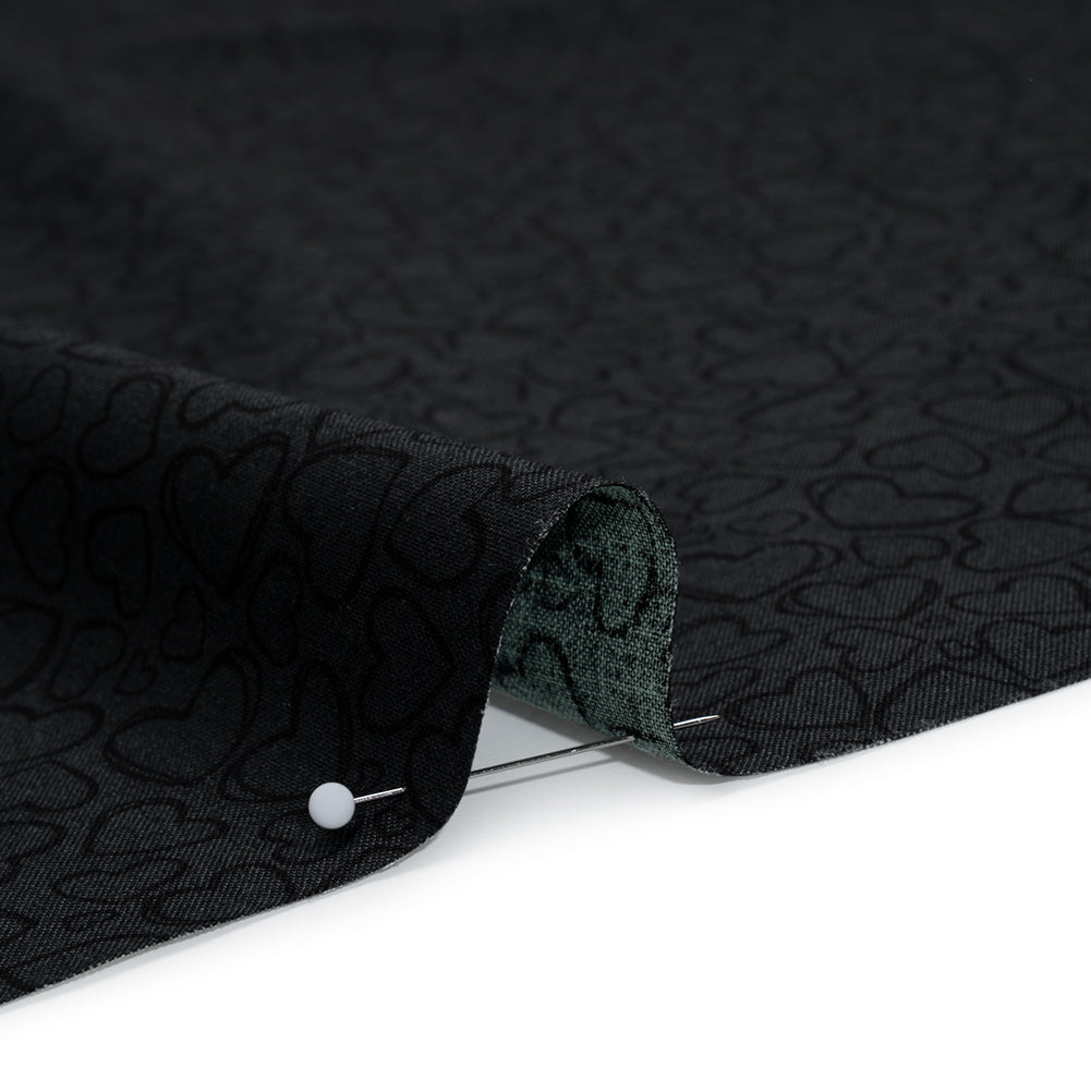 Printed Quilting Cotton by Patrick Lose for Northcott - Black on Black Doodle Hearts - Basically Black & White Collection