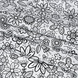 Printed Quilting Cotton by Patrick Lose for Northcott - Black on White Groovy Garden Floral - Basically Black & White Collection