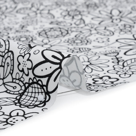 Printed Quilting Cotton by Patrick Lose for Northcott - Black on White Groovy Garden Floral - Basically Black & White Collection