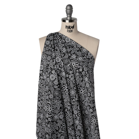 Printed Quilting Cotton by Patrick Lose for Northcott - Negative Groovy Garden Floral - Basically Black & White Collection