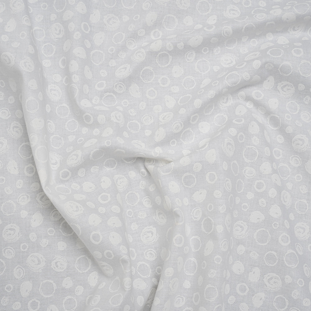 Printed Quilting Cotton by Patrick Lose for Northcott - White on White Scribble Spots - Basically Black & White Collection