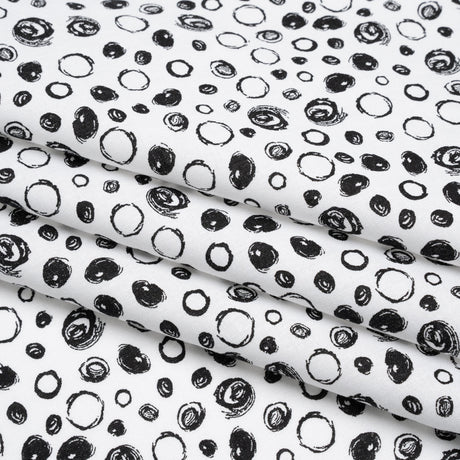 Printed Quilting Cotton by Patrick Lose for Northcott - Black on White Scribble Spots - Basically Black & White Collection