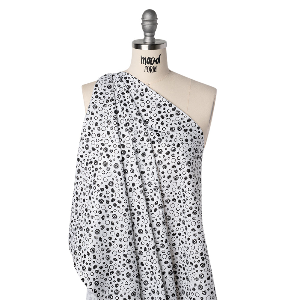 Printed Quilting Cotton by Patrick Lose for Northcott - Black on White Scribble Spots - Basically Black & White Collection