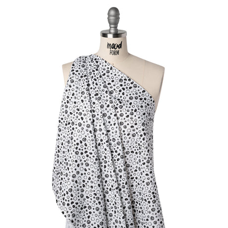 Printed Quilting Cotton by Patrick Lose for Northcott - Black on White Scribble Spots - Basically Black & White Collection