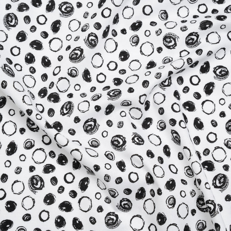 Printed Quilting Cotton by Patrick Lose for Northcott - Black on White Scribble Spots - Basically Black & White Collection
