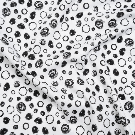 Printed Quilting Cotton by Patrick Lose for Northcott - Black on White Scribble Spots - Basically Black & White Collection