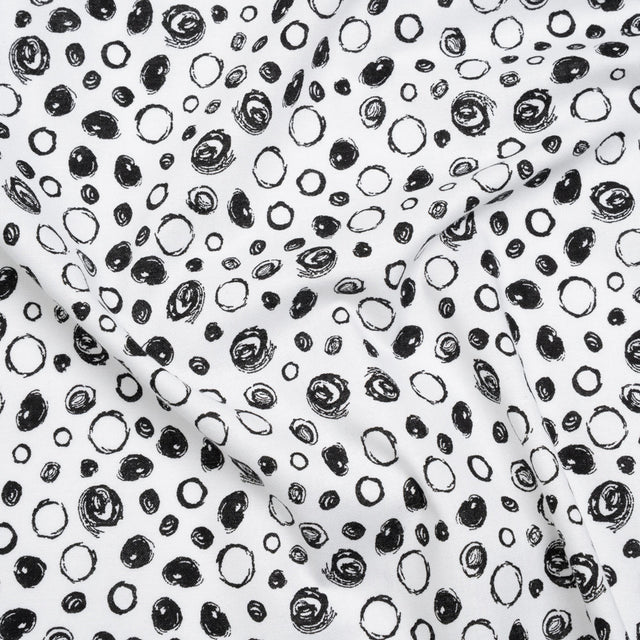 Printed Quilting Cotton by Patrick Lose for Northcott - Black on White Scribble Spots - Basically Black & White Collection