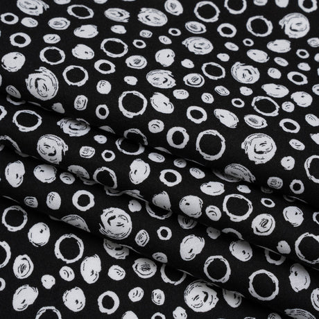 Printed Quilting Cotton by Patrick Lose for Northcott - White on Black Scribble Spots - Basically Black & White Collection