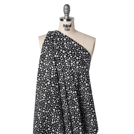 Printed Quilting Cotton by Patrick Lose for Northcott - White on Black Scribble Spots - Basically Black & White Collection