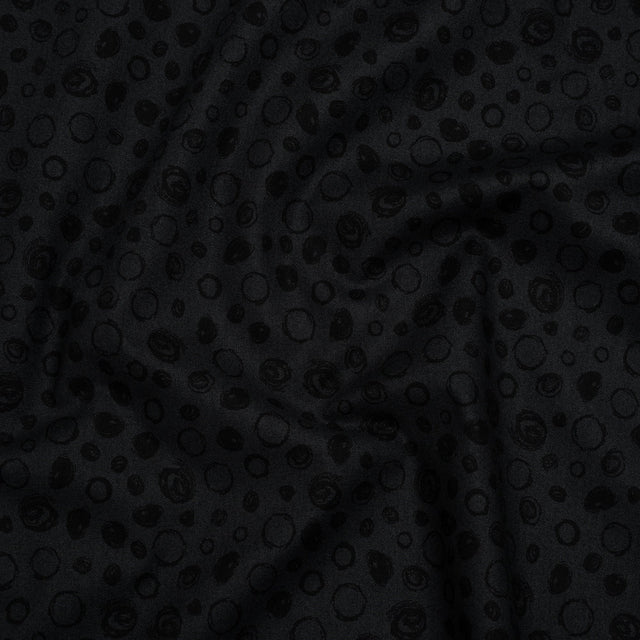 Printed Quilting Cotton by Patrick Lose for Northcott - Black on Black Scribble Spots - Basically Black & White Collection