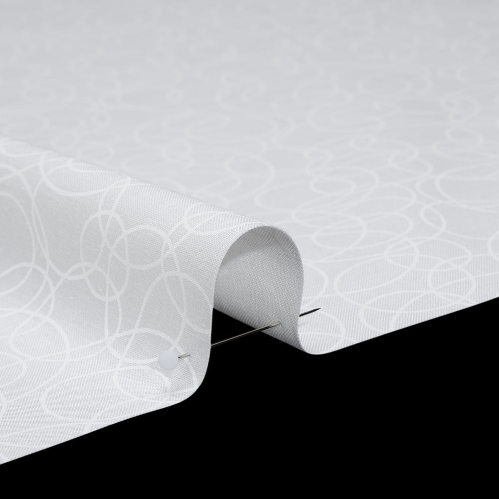 Printed Quilting Cotton by Patrick Lose for Northcott - White on White Tangled Circles - Basically Black & White Collection