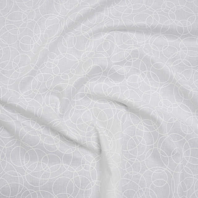 Printed Quilting Cotton by Patrick Lose for Northcott - White on White Tangled Circles - Basically Black & White Collection