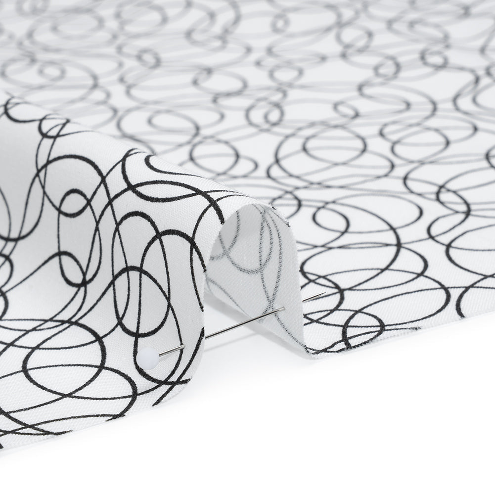 Printed Quilting Cotton by Patrick Lose for Northcott - Black on White Tangled Circles - Basically Black & White Collection