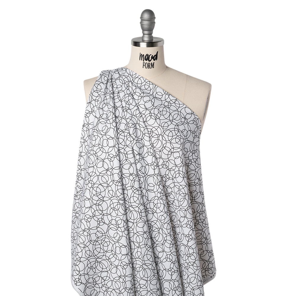 Printed Quilting Cotton by Patrick Lose for Northcott - Black on White Tangled Circles - Basically Black & White Collection