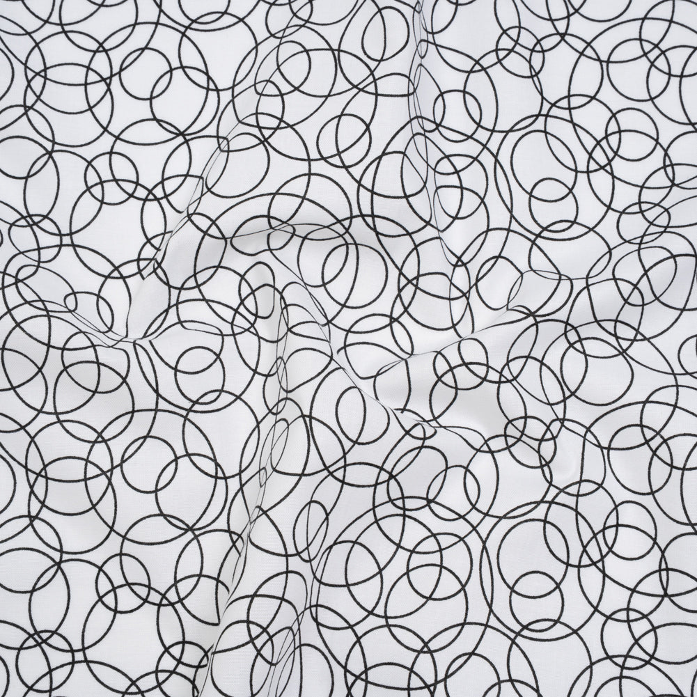 Printed Quilting Cotton by Patrick Lose for Northcott - Black on White Tangled Circles - Basically Black & White Collection