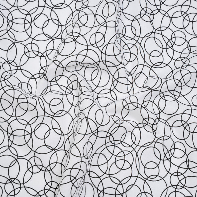Printed Quilting Cotton by Patrick Lose for Northcott - Black on White Tangled Circles - Basically Black & White Collection