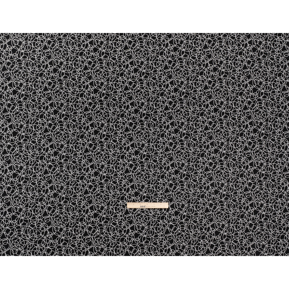 Printed Quilting Cotton by Patrick Lose for Northcott - White on Black Tangled Circles - Basically Black & White Collection