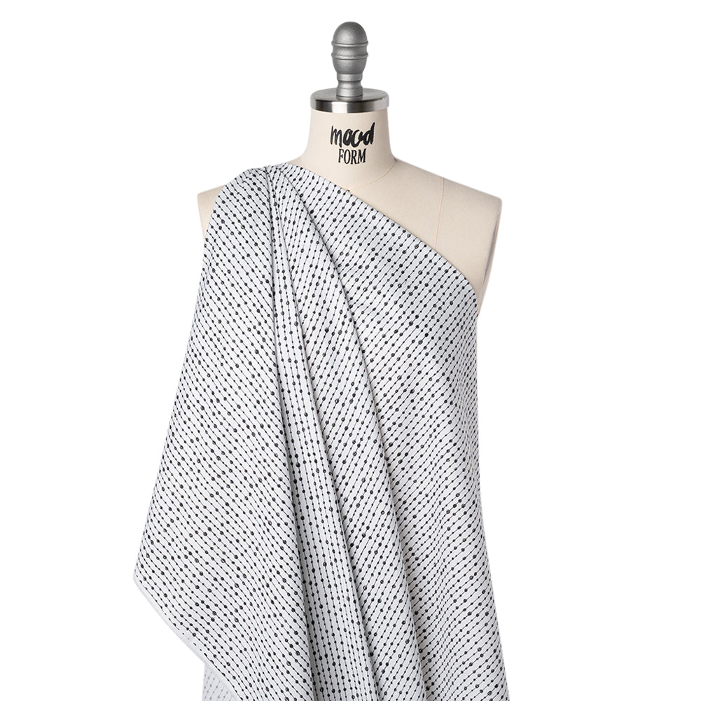 Printed Quilting Cotton by Patrick Lose for Northcott - Black on White Doodle Beaded Stripe - Basically Black & White Collection