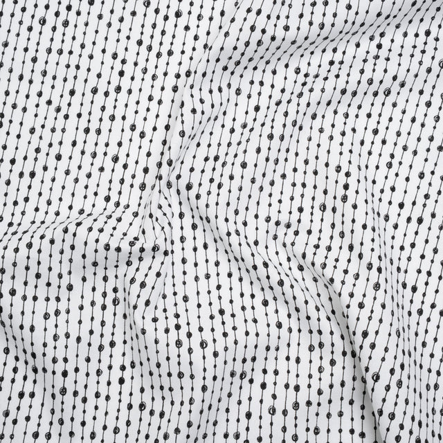 Printed Quilting Cotton by Patrick Lose for Northcott - Black on White Doodle Beaded Stripe - Basically Black & White Collection