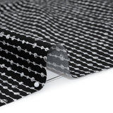 Printed Quilting Cotton by Patrick Lose for Northcott - White on Black Doodle Beaded Stripe - Basically Black & White Collection