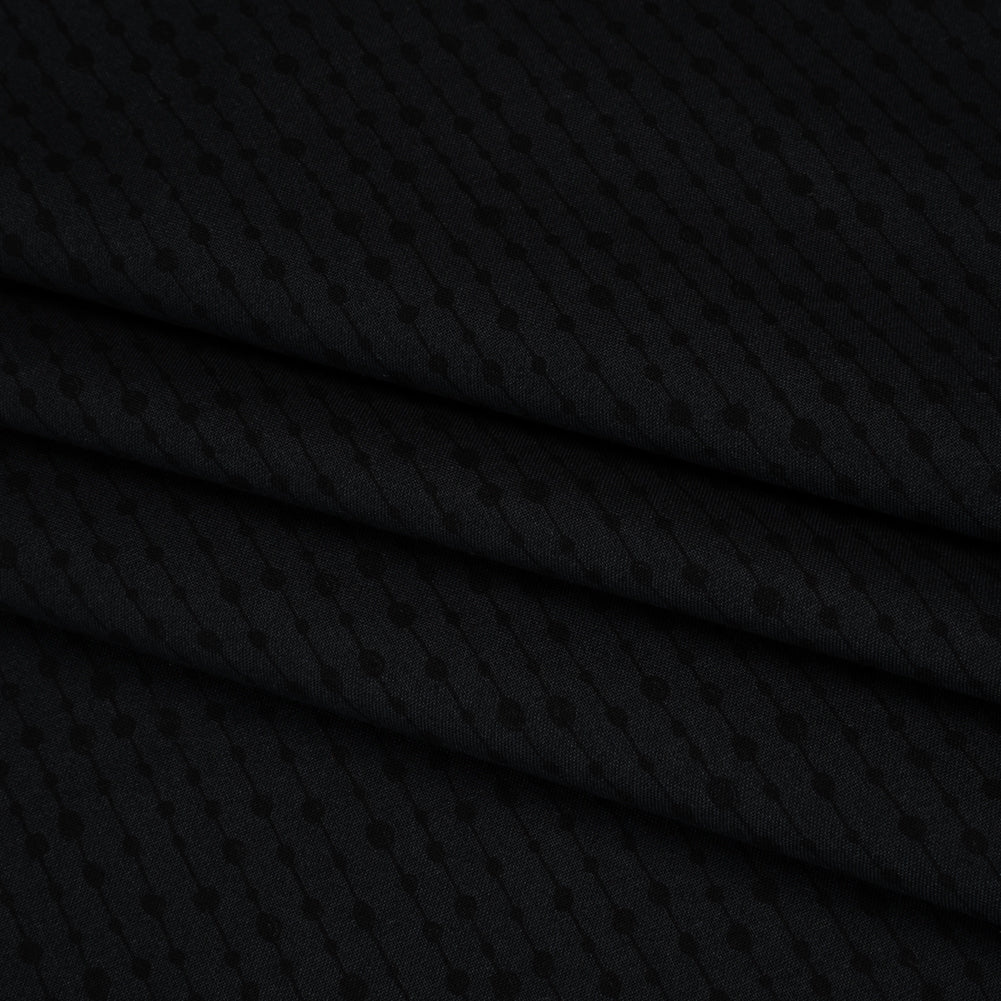 Printed Quilting Cotton by Patrick Lose for Northcott - Black on Black Doodle Beaded Stripe - Basically Black & White Collection