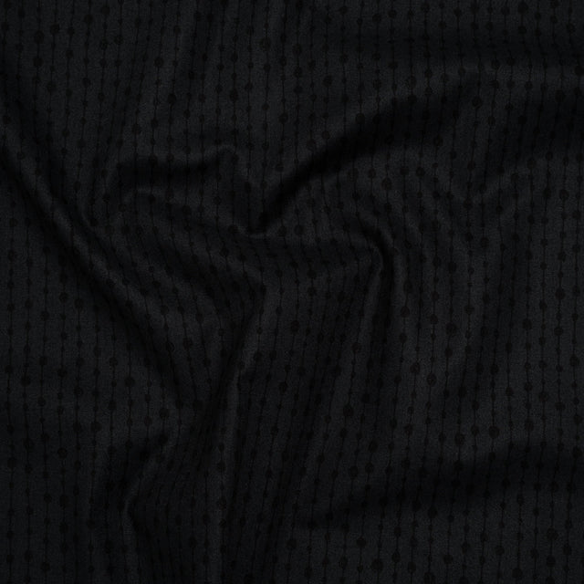 Printed Quilting Cotton by Patrick Lose for Northcott - Black on Black Doodle Beaded Stripe - Basically Black & White Collection
