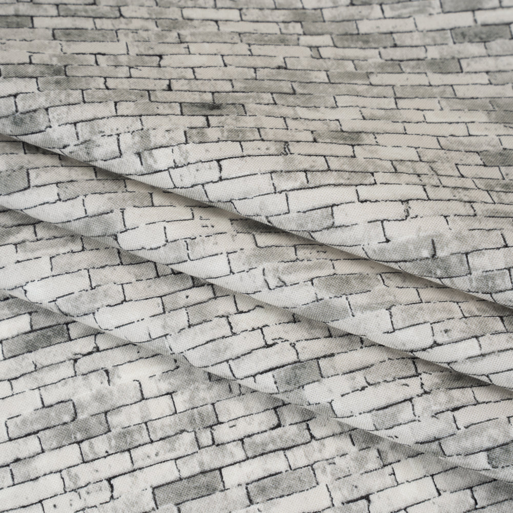 Printed Quilting Cotton by Northcott Studio - Mid Gray Brick - Naturescapes Collection