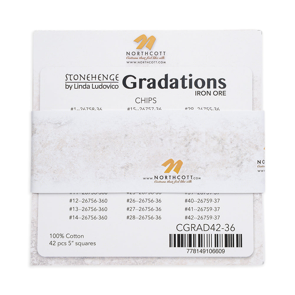 Stonehenge Quilting Cotton Chips 5" Square Precuts - Iron Ore - Gradations II Collection