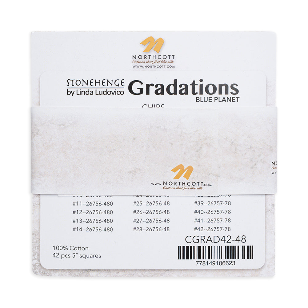 Stonehenge Quilting Cotton Chips 5" Square Precuts - Blue Planet - Gradations II Collection
