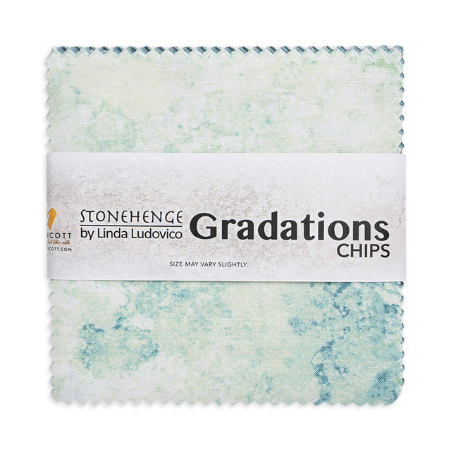 Stonehenge Quilting Cotton Chips 5" Square Precuts - Blue Planet - Gradations II Collection