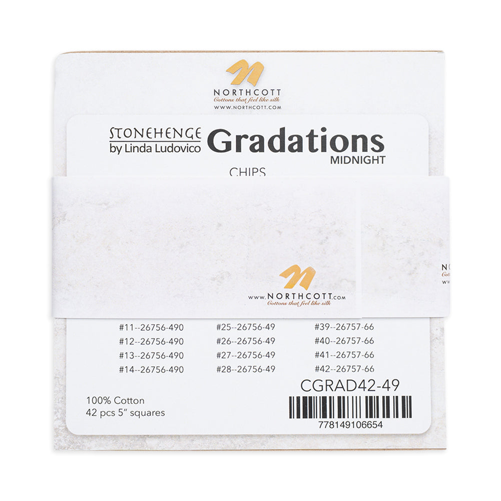 Stonehenge Quilting Cotton Chips 5" Square Precuts - Midnight - Gradations II Collection