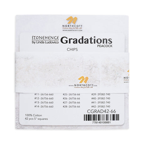 Stonehenge Quilting Cotton Chips 5" Square Precuts - Peacock - Gradations II Collection