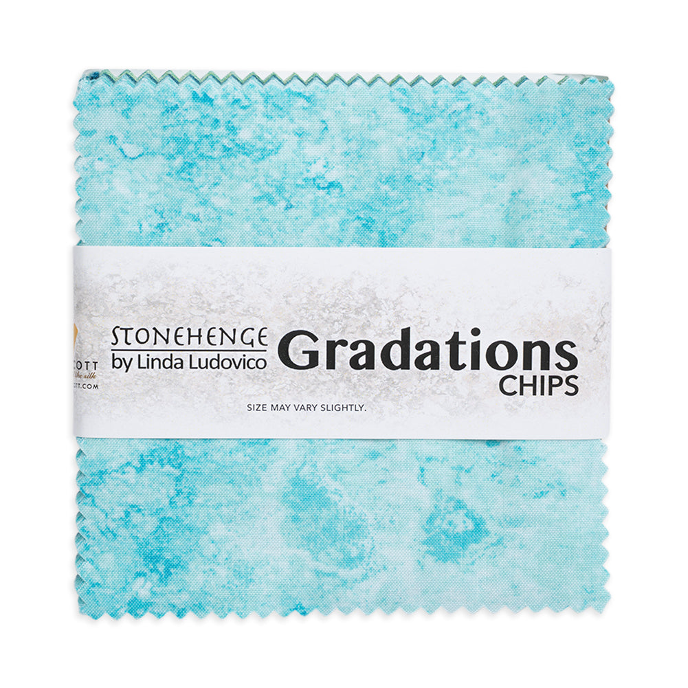Stonehenge Quilting Cotton Chips 5" Square Precuts - Peacock - Gradations II Collection