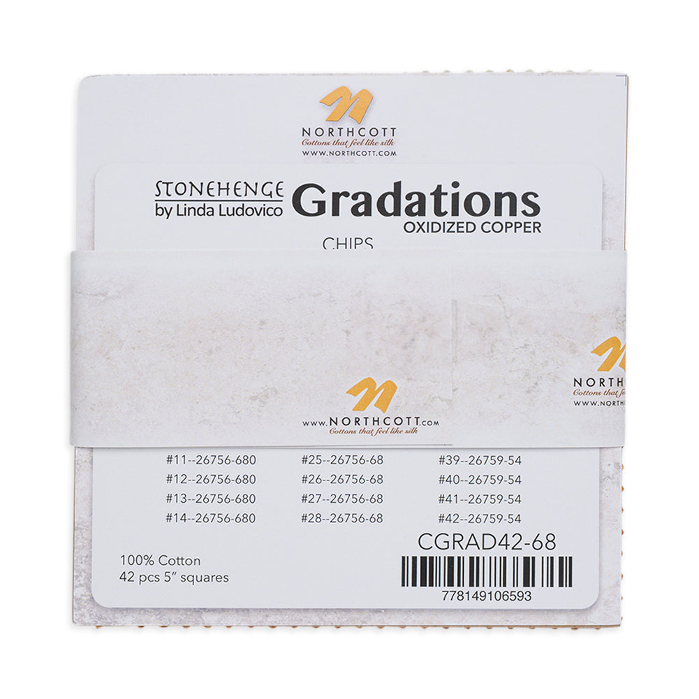 Stonehenge Quilting Cotton Chips 5" Square Precuts - Oxidized Copper - Gradations II Collection