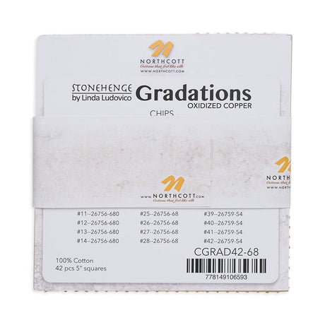 Stonehenge Quilting Cotton Chips 5" Square Precuts - Oxidized Copper - Gradations II Collection