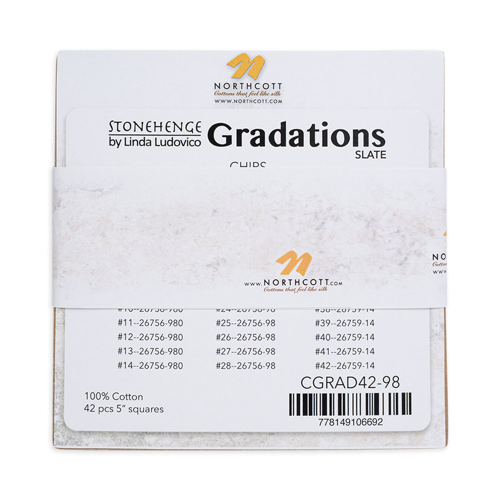 Stonehenge Quilting Cotton Chips 5" Square Precuts - Slate - Gradations II Collection